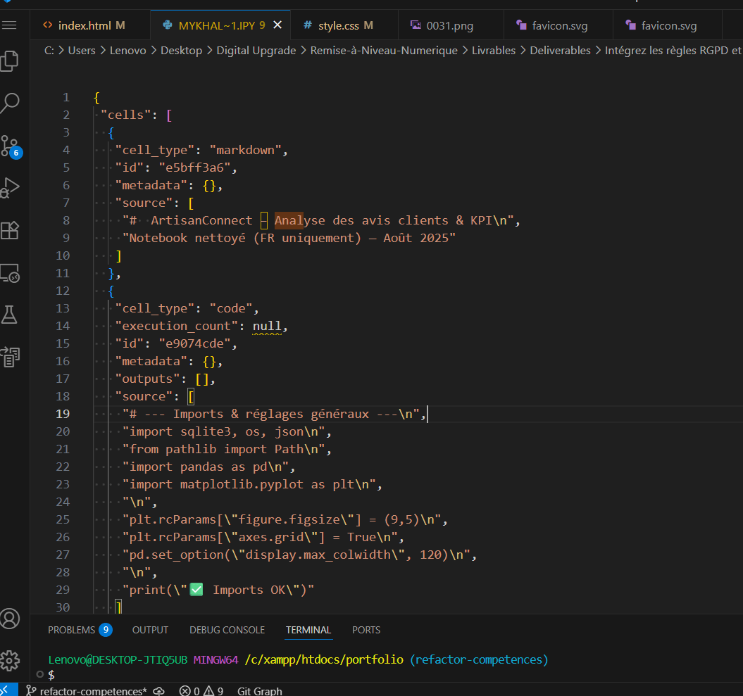 Notebook Jupyter – analyse IA