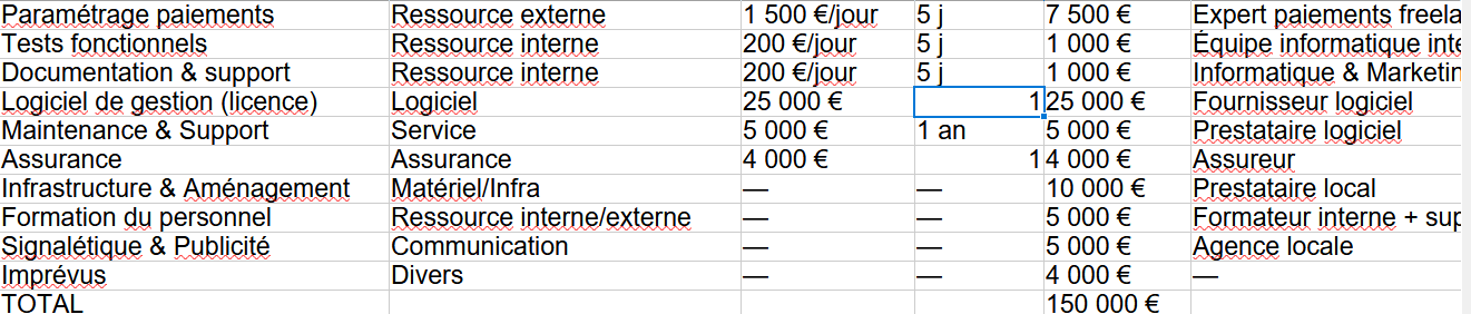 Tableau budgétaire Distrimarche avec KPI et alertes en rouge et vert