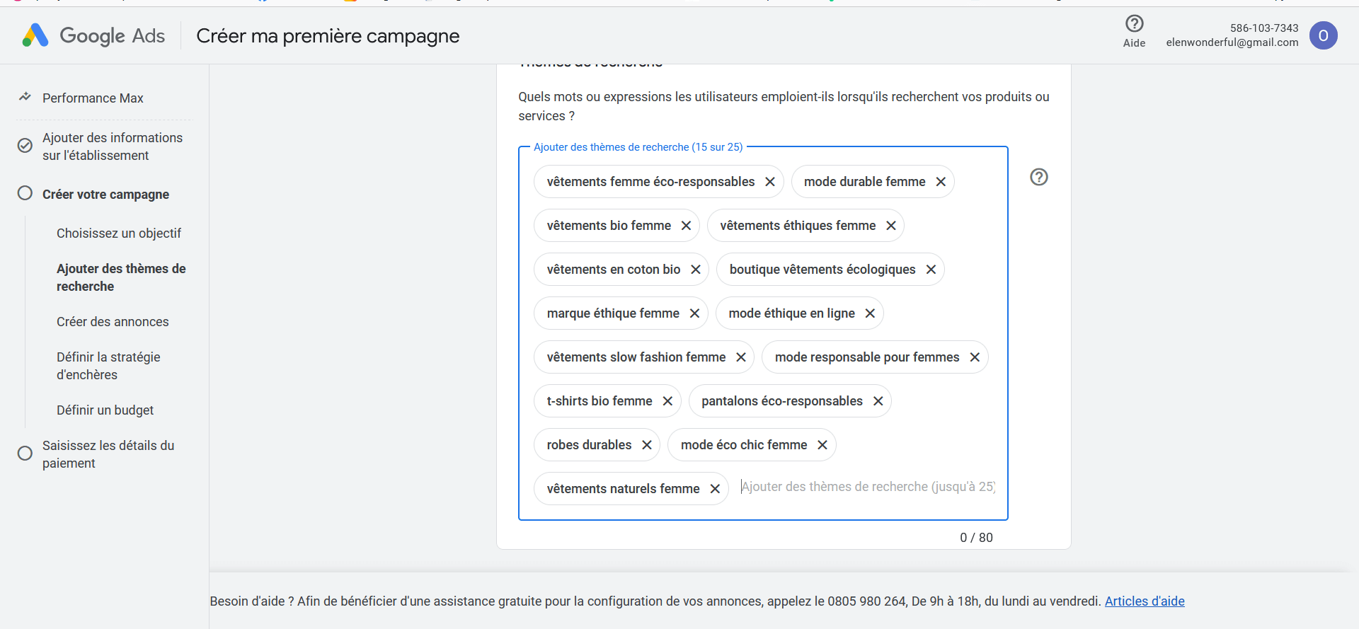 Mots-clés Google Ads