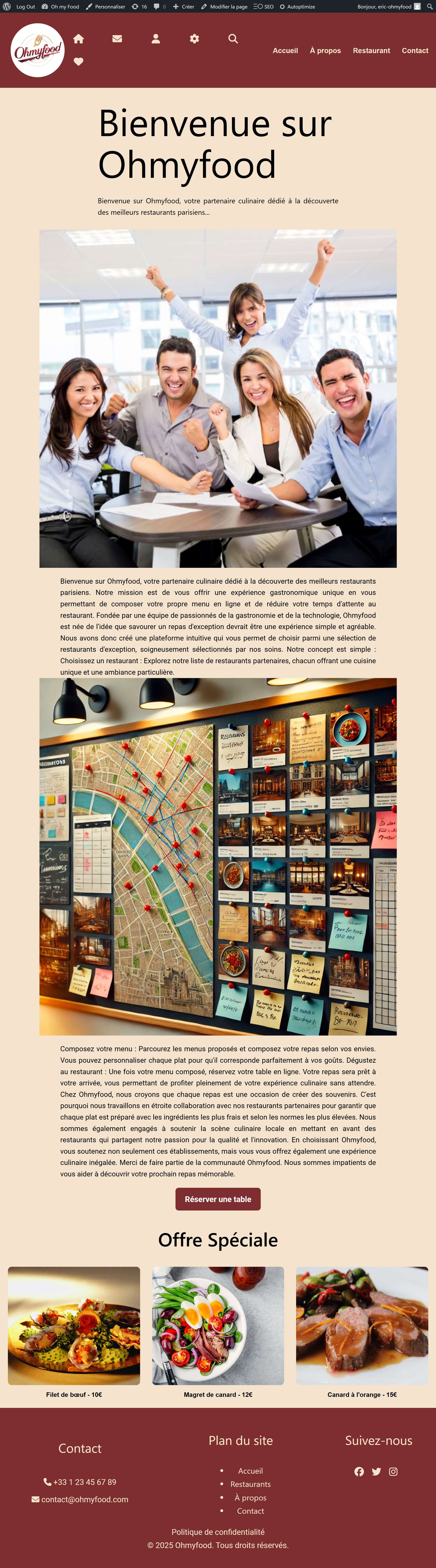 Page À propos – vue bureau