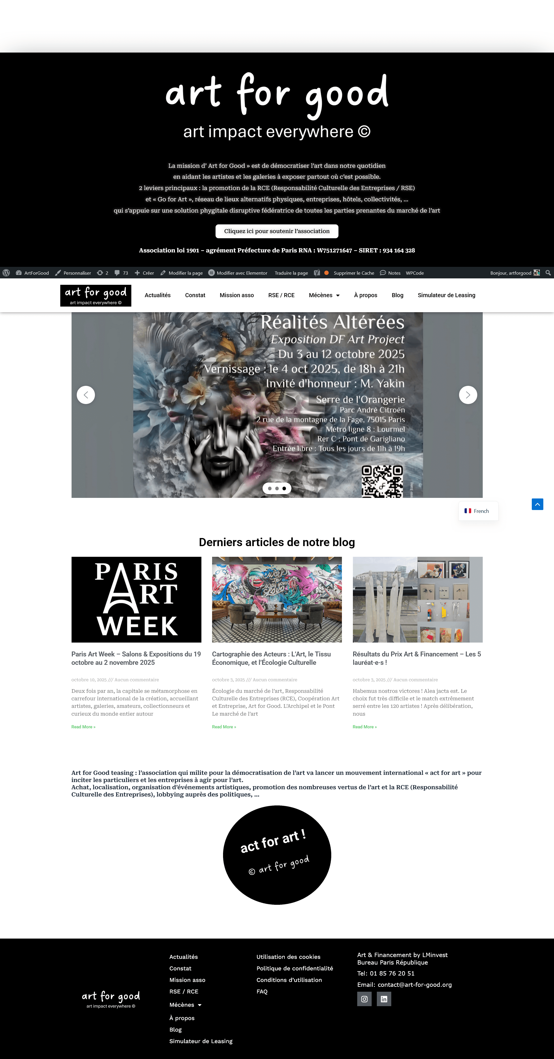 Page d’accueil Art for Good