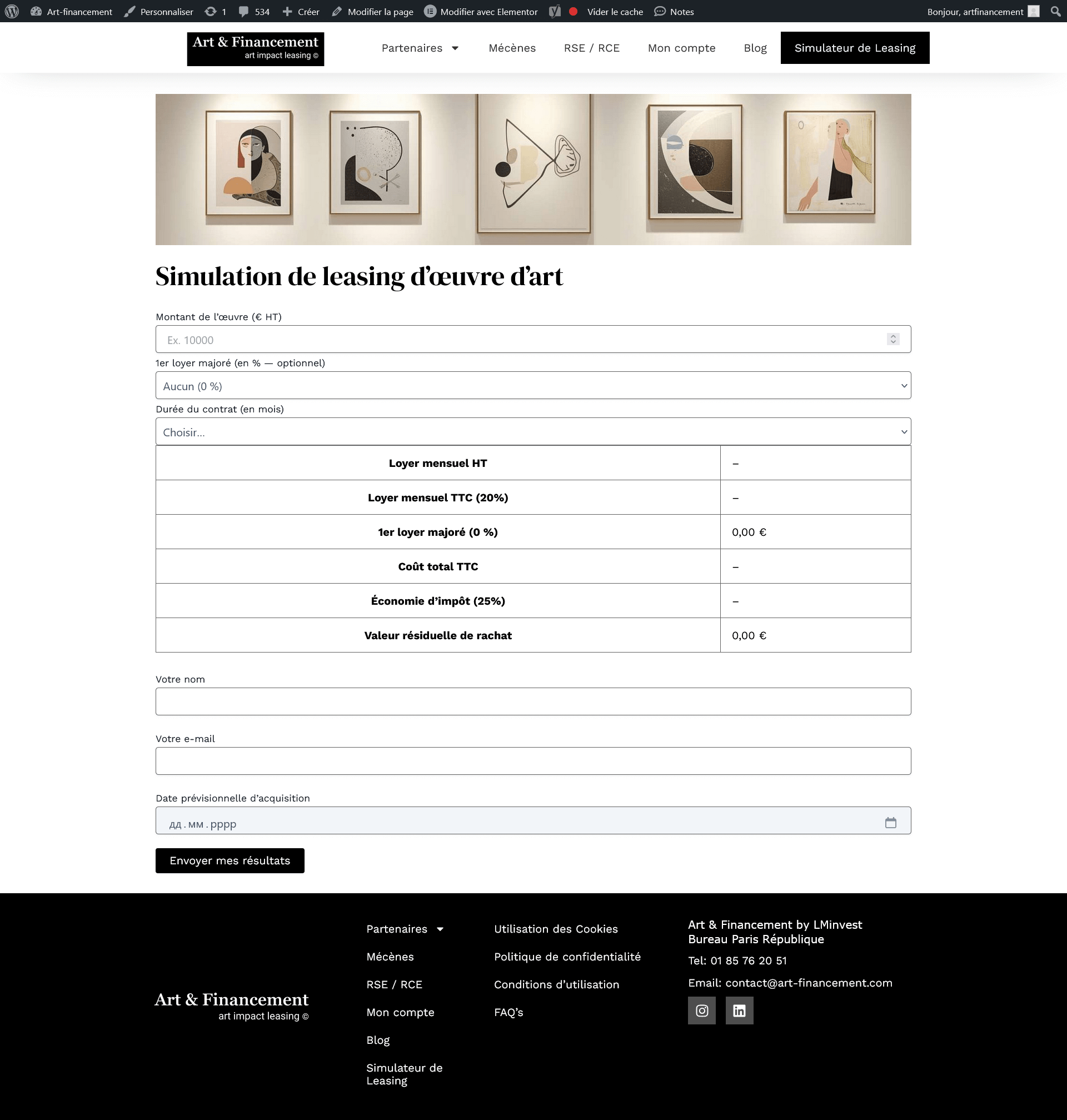 Simulateur de leasing — Art & Financement (intégration)