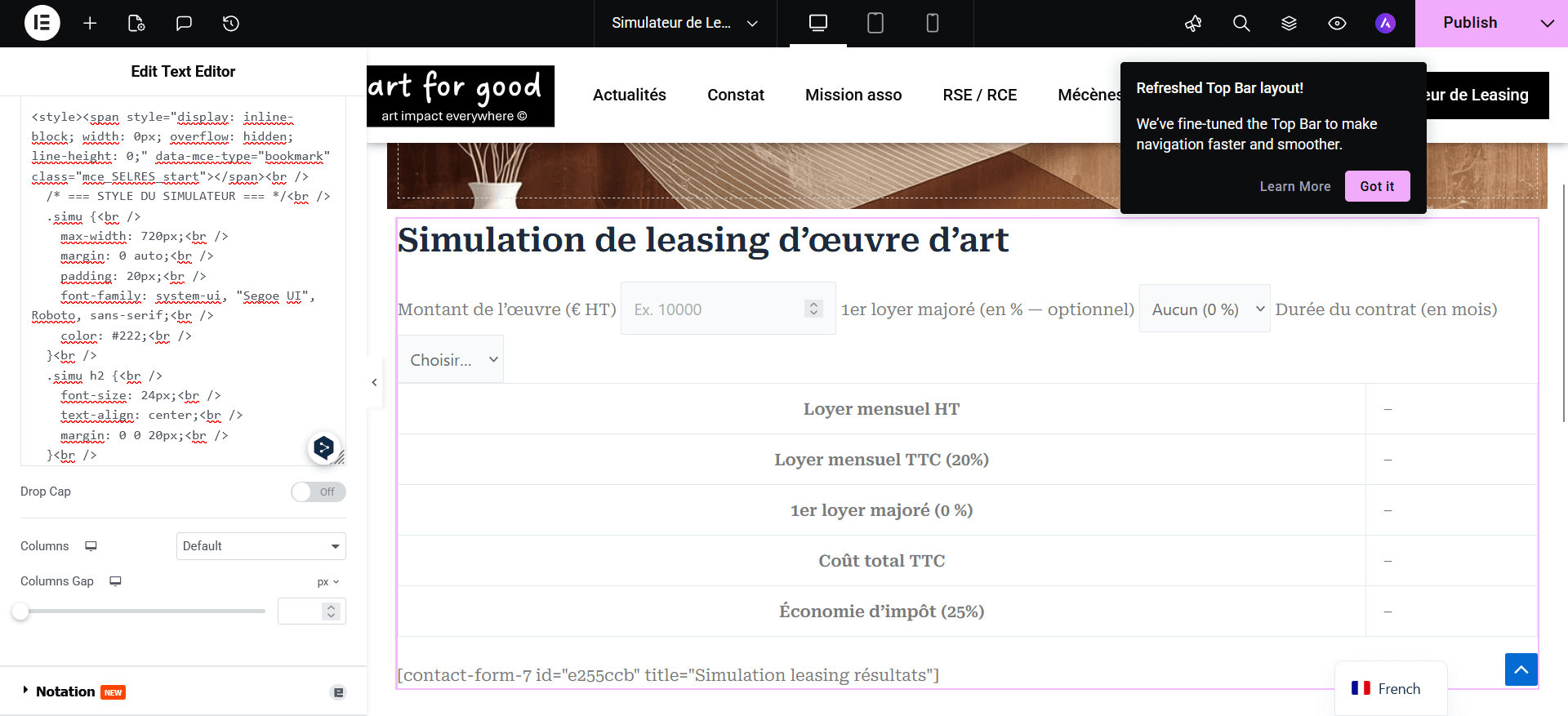 Code JavaScript du simulateur de leasing